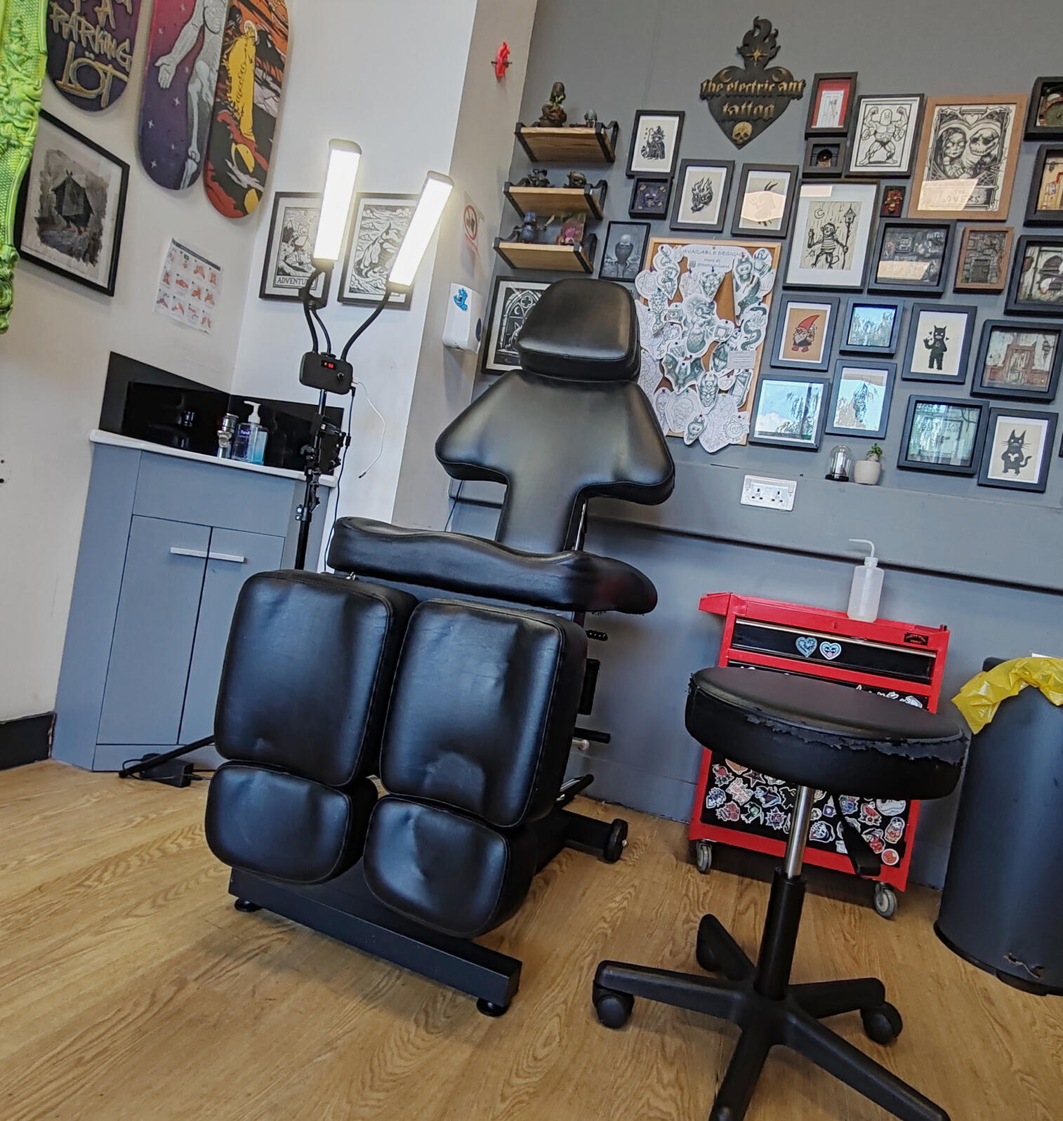Tattoo work space at Hapheart Tattoo Studio in Leicester City Centre